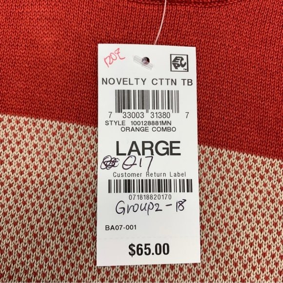 Club Room Mens Striped Lightweight Sweater Orange Combo L - Picture 9 of 9